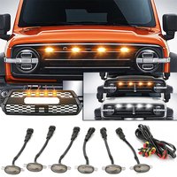 Lumière de calandre LED avant de voiture universelle, lampe d'oeil d'aigle pour SUV, Ford, Toyota, coffre tout-terrain, fumé, ambre, blanc, 4LED