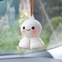 Cute Crochet Sunshine Doll Car Pendant, Plant Fiber Material, Plush Rearview Mirror Decoration Girl-Plush car pendant