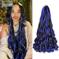 French Curly Braiding Hair 22InchPre-Stretched Loose Wave Braiding Hair for Box Braids Curly Synthetic Hair Extensions for Women