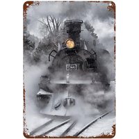 Metal Tin Sign Painting Vintage Steam Locomotive Railroad Train Poster Wall Decoration Art Posters Vintage Gifts Metal Tin sign