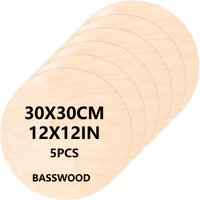 5/10 Piece Pack 12-Inch Basswood round Unfinished Blank Wooden Discs for DIY Crafts Basswood round Signs for Home Decor