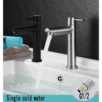 A Stainless Steel Washbasin Faucet. Single Cold Water, 1/2 Inch Public Dathroom. Bathroom. Balcony (Without Inlet Hose)