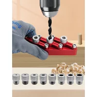 Self Centering Doweling Jig Woodworking Joinery Hole Drill Guide with 3-10mm Drill Sleeves Precise Positioner Locator Tool Kit
