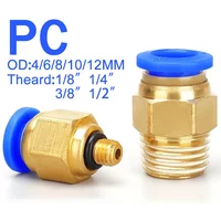 5PCS PC Pneumatic Quick Connector - 4-12mm Push In Fitting for 1/8" 1/4" 3/8" 1/2" BSPT Thread Air Hose & Tube,Industrial Use