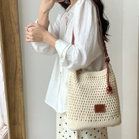 Women's Large Cotton Woven Bucket Bag 2026 New Fashion Handbag Shoulder Crossbody Bag for Daily Commute