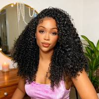 Kinky Curly Flip Over Wig Half Wigs Human Hair 3 in 1 Glueless Wig With Drawstring Seamless Wear Go Glueless Wig