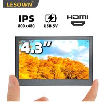LESOWN 4.3 Inch Touch Mini Monitor 800x480 Auxiliary Screen Portable Media Players Small Camera Video Field Monitor for TV Box