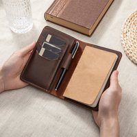 Journal Cover for Field Notes Leather Multifunctional Organizer with Pen Loop, Business Card Holder, for 3.5" x 5.5" Pocket Note
