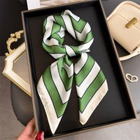 2026 New Geometric Stripes Print Silk Square Scarfs for Women Suitable All Seasons Decorate Neck Ties Hijab Soft Foulard Bandana