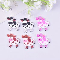 10pcs Mix Style Western Cowboy Cattle Cow Acrylic Charms for Women Earring Necklace DIY Jewelry Accessory