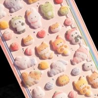Kawaii 3D Relief Fluffy Animal Flocked Stickers for Scrapbooking Cute Phone Case Decoration Sticker School Stationery Supplies
