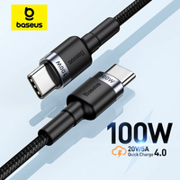 Baseus USB Type C To USB C Cable For iPhone 17 16 100W/5A PD Fast Charging Charger Cord For Macbook Xiaomi Samsung Type-C Cable