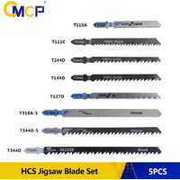CMCP 5pcs HCS T-Shank Curved Jigsaw Blades For Wood Fast Cutting Tools Jig Saw Blade T344D T118A T318A T144D T244D T111C T127D