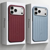 Coque de téléphone de luxe à rayures, texture bagage, pour iPhone 18 17 16 15 14 13 Pro Max, antichoc, couleur brillante titane, coque professionnelle