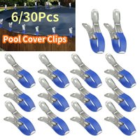 6/30PCS Stainless Steel Pool Cover Clips Windproof Scratch-Resistant Heavy Duty Clips Set For Ground Pool Covers Photography