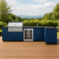 wh-Modular Outdoor Kitchen Cabinet French Blue Kitchen Cabinets Stainless Steel Kitchen Cabinets With Sink and Countertop!