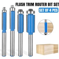4Pcs For Bosch, Makita & Dewalt Flush Trim Router Bit Set Bottom Bearing Pattern