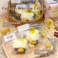 Honey Muffin Food-grade Silicone Squishy Toy, Handmade Taba Squishy, Creamy Soft Adhesive Slow Rebound Squeeze Toy, Rainbow