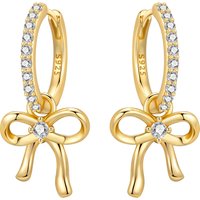 Orstarry 925 Sterling Silver Sweet Golden Bow Earrings Original Jewelry Drop Earrings Jewelry Party Anniversary Gifts