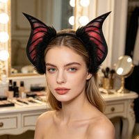 Halloween Cosplay Bat Ears Headband Soft Furry Bat Creature Ear Hair Band for Party Atmosphere Makeup Photoshoot Prop