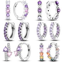 MISEFF S925 Sterling Silver Earring Exquisite Purple Zirconia Earrings For Women Birthday Gift Silver Jewelry