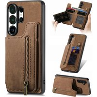 Zipper Leather Magnetic Back Case for Samsung Galaxy S26 Ultra S25 S24 S23 FE S22 S21 S 22 23 24 Plus 25 26 Pro 5G Walet Cover