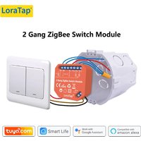 LoraTap Tuya ZigBee 3.0 2 Gang Light Switch Relay Module Google Home Alexa Echo Remote Control Work with Zigbee2MQTT DIY