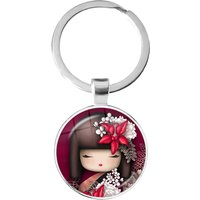 Lovely Japanese Girl Face Keychain Lovely Anime Doll Face Women Glass Car Key Ring Holder Bag Charm Pendant Best Friend Gifts