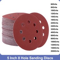 5/10/100 pièces 5 "125mm 8 trous crochet boucle disques abrasifs tampons de papier de verre ensemble 60 grains ~ 2000 grains disque de ponceuse outils de polissage abrasif
