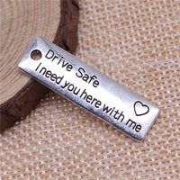 WYSIWYG 5pcs 34x10mm Antique Silver Color Antique Bronze Drive Safe Tag Charms Pendant For Jewelry Making DIY Jewelry Findings