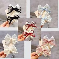 2 Pcs Blue Red Black Hair Clip Bow Hairpins Cloth Bow Side Bangs Clip Ribbon Side Hair Pins Barrettes Headwear Girls Pair Clips