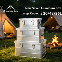 MOUNTAINHIKER New 20L/48L/96L Aluminum Storage Box Outdoor Camping Portable Storage Box Travel Picnic Large Capacity Accessories