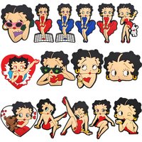 2-100pcs Blue and Red Girl Shoe Charms For Sandals,Shoe Decoration Accessories Shoe Pins Great Gift For Men Women