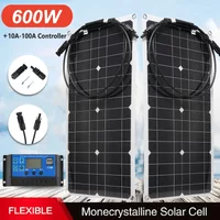 300W 600W Solar Panel 18V Flexible Solar Cell 10A-100A Controller Solar Plate For Home Phone Car RV Camping Fast Battery Charger
