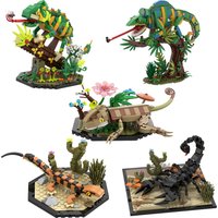 MOC Chameleon Building Blocks Model Reptile Leopard Print Gecko Bricks Desert Scorpion DIY Assembly Educational Toys Kids Gifts