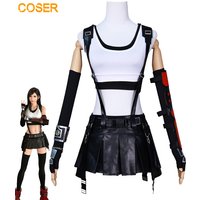Anime FF VII Tanza Cosplay Costume, perruques imbibées Coser, fête d'Halloween, tenue de jeu en plis, robe