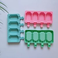 4 Holes Popsicle Mould Silicone Ice Cream Mold Ice Cake Chocolate Pudding Molds Gem Shaped Holiday Gifts Baking Tools