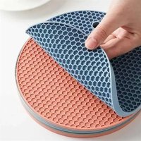 Multifunctional Silicone Kitchen Mat Round Non Slip Heat Resistant Uses for Cup Coaster Pot Holder Table Placemat Cooking Tool