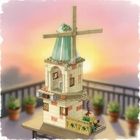 214pcs MOC Harry Green Windmill Hogwarts Model Building Blocks Construction DIY Christmas Gifts Creative Education Toy Idea