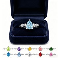 925 Sterling Silver Light Luxury Temperament Elegant Water Drop Ice Flower Cut High Carbon Diamond Ring Women's Jewelry