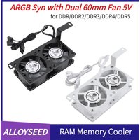 1PCS Heatsink Cooler For ARGB Syn Low Noise Cooling Fan with Dual 60mm Fan 6000-3600RPM 12V for DDR/DDR2/DDR3/DDR4/DDR5