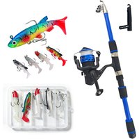 Telescopic Fishing Rod Reel Combo with Swimbaits Tackle Kit Freshwater Saltwater Fishing Pole Beginner Fishing Kit
