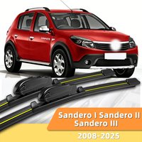 PINMOAP 2PCS Car Windshield Wiper Blades Suitable For Dacia Sandero I Sandero II Sandero III 2008-2025 Rubber Strip Accessories