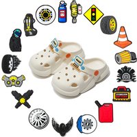 1-18Pcs Road Cone Traffic Light PVC Sandals Shoes Charms Decorations Tyres Buckle DIY Adult Fashion Bracelet