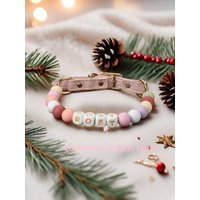 1 Pc Personalized Beaded Dog Collar with Buckle,Custom Dog's Name Collar,Heart Beaded Cat Dog Collar