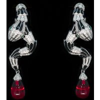 New 925 Silver Earrings Women's High Carbon Diamond 4.5ct Pigeon Blood Red Snake Earrings Christmas Gift Jewelry