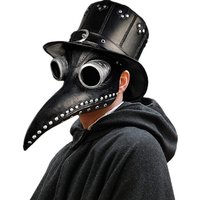 Masque de docteur de la peste en caoutchouc noir, masque facial d'Halloween en latex à gaz Steampunk, accessoire de cosplay pour enfants et adultes