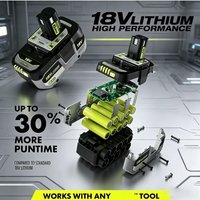 RYOBI 18V 8.0Ah Genuine Rechargeable Battery, High Capacity Stable Performance No Memory Effect Compatible P104 P107 P108 P109
