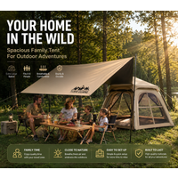 Tushiguang Automatic Camping Tent Integrated Canopy Black Glue Hexagonal Folding Portable Outdoor Camping Gear