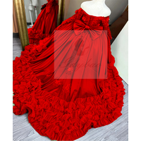 Fluffy Long-Sleeve Flower Girl Dress And Long-Sleeve Wedding Bow Applique Ballroom Party Children's Baptism Dress